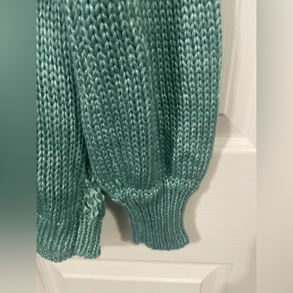 Worthington Women’s Crew Neck Knit Sweater Green Aqua Size M petite. - Picture 2 of 6